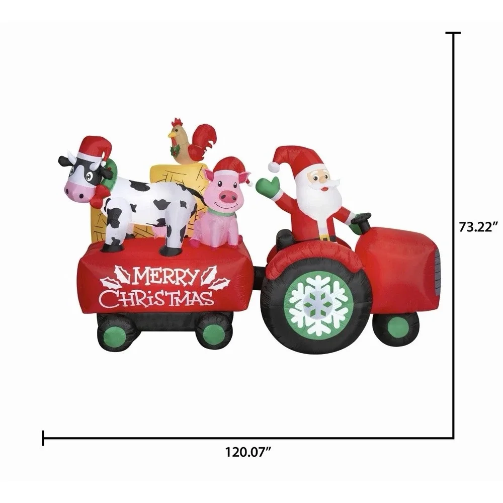 Santas Barnyard Hayride Christmas Airblown Inflatable Holiday Time 10 Ft Wide